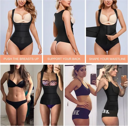 Vista 5 de Eleady Chaleco de entrenamiento de cintura para mujer, corsé recortador adelgazante, moldeador de cuerpo, control de abdomen, faja de entrenamiento