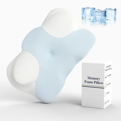 Vista 9 de Almohada cervical ergonómica de espuma viscoelástica para dolor de Azul
