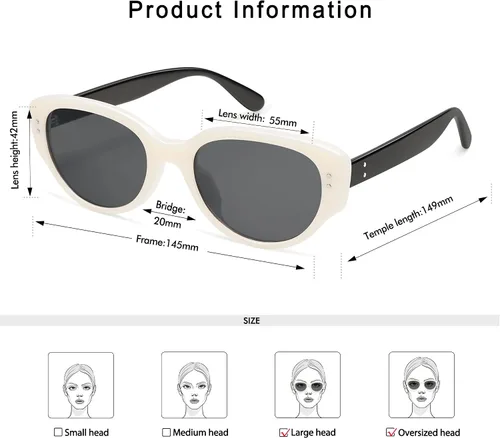 Vista 5 de Gafas de sol retro ovaladas para mujer, diseño de ojo de gato de los años 90, estilo vintage, AP3650