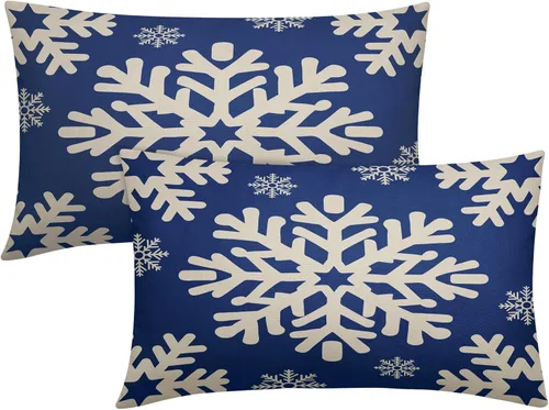 Vista 36 de Fundas de almohada decorativas de Navidad negras 40x40 cm con copos de nieve blancos de Navidad, juego de 2, temática rústica de invierno