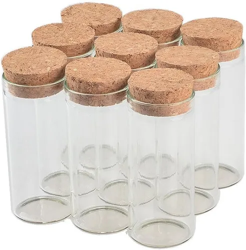 Vista 5 de Tubo de vidrio de 0.7 fl oz con corcho de madera, vial de vidrio transparente de 20 cc, frasco, botellas de tubo de corcho, 12