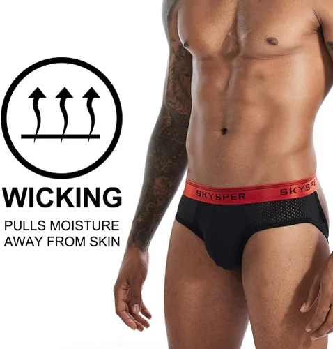 Vista 2 de SKYSPER Suspensorio de malla transpirable para hombre, 2 piezas, 3 piezas, 4 piezas, ropa interior masculina, partidarios atléticos para hombres