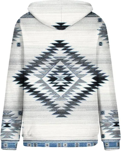 Vista 4 de Ceboyel Women Western Aztec Hoodies Drawstring Sweatshirt Pullover Ethnic Vintage Graphic Shirts Tops Causal Fall Clothes