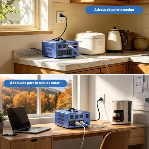 Vista 4 de Transformador Automático Convertidor de Voltaje de 5000W, Transformador Convertidor de Potencia de Alta Resistencia con Paso Hacia Arriba/Hacia