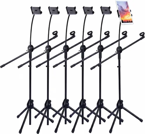 Vista 3 de Sherr 2 Pcs Microphone Stand Boom Bulk, Adjustable Height Tripod Mic Stand with Dual Clip Foldable Universal Heavy Duty Tripod Holder for Live