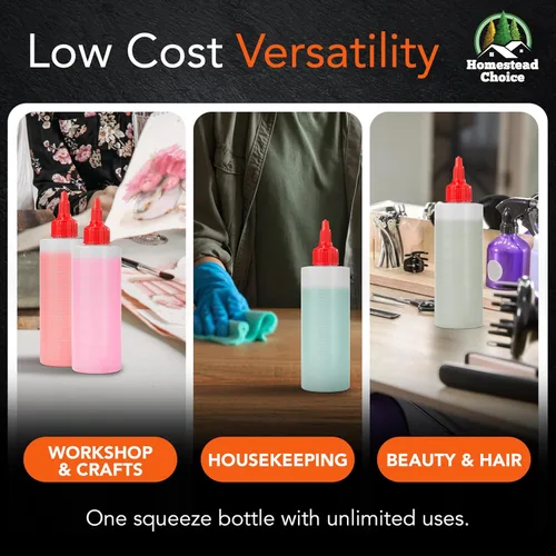 Vista 6 de Paquete de 6 botellas de plástico para salsas, botellas exprimibles de condimentos de 8 onzas para líquidos, botella de chorro sin BPA con tapa