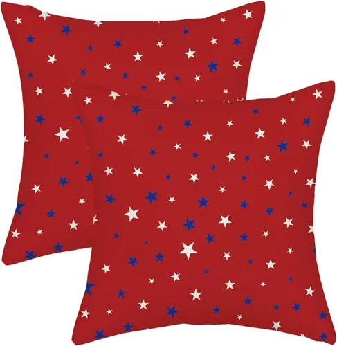 Vista 37 de Juego de 2 fundas de almohada para el 4 de julio, 16 x 16 pulgadas, Día de la Independencia, Día de los Caídos, decoración al aire libre, almohadas