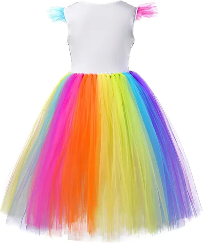 Vista 7 de PinkBeautiM Vestido tutú de unicornio para niñas disfraz de unicornio de lentejuelas para niña con diadema vestidos de fiesta de cumpleaños de 3 a