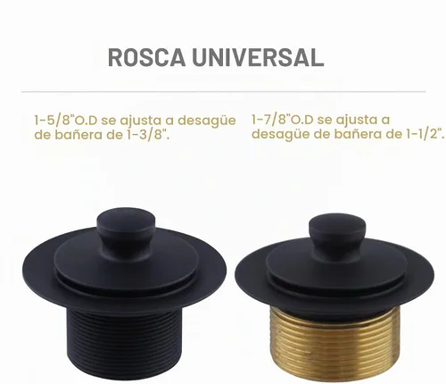 Vista 4 de Kit de Conversión de Drenaje de Bañera Negro con Placa Frontal de Desbordamiento de Un Solo Orificio, Wellup Todo Metal Kit de Ajuste de Drenaje