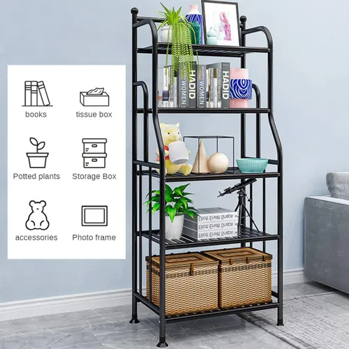 Vista 4 de Estantería para panaderos, estantes de almacenamiento de metal, organizador de estante de lavandería, estantes de pie para lavandería, cocina, baño
