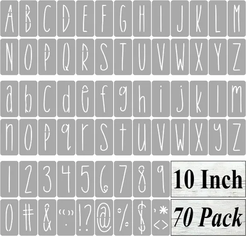 Vista 10 de Plantillas de letras del alfabeto de 1 pulgada para pintar, paquete de 70 plantillas de letras y números con letreros para pintar sobre madera