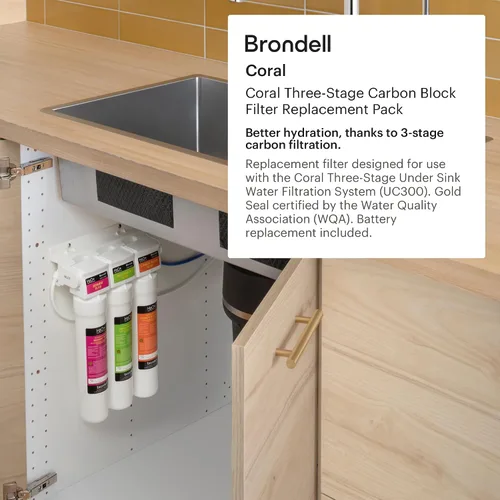 Vista 2 de Brondell H2O+ Coral UC300 Sistema de Filtración de Agua de Tres Etapas para Debajo del Encimera (Filtros de Repuesto UF-35)