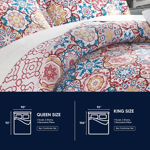 Vista 6 de Chic Home DS5186-AN Bristol - Juego de funda de edredón reversible de 4 piezas, color rosa, tamaño Queen