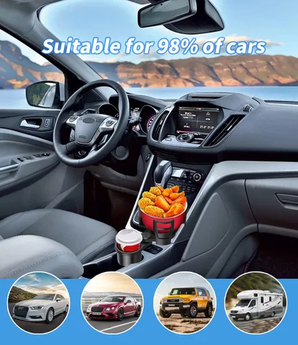 Vista 7 de Adaptador de bebida para auto 2 en 1 multifunción, expandidor de portavasos para auto con todo propósito ajustable, expandidor de portavasos