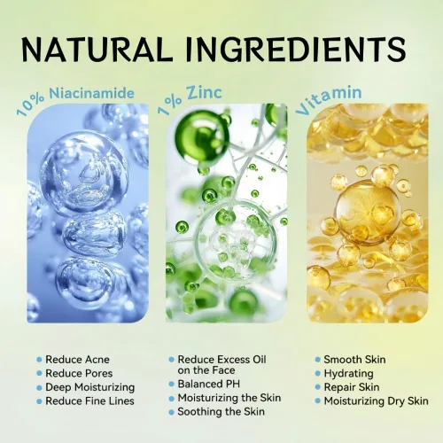Vista 7 de Suero de niacinamida 10% + zinc 1% para la cara – Control de aceite, acné, minimizador de poros y reducción de manchas – Suero facial ligero
