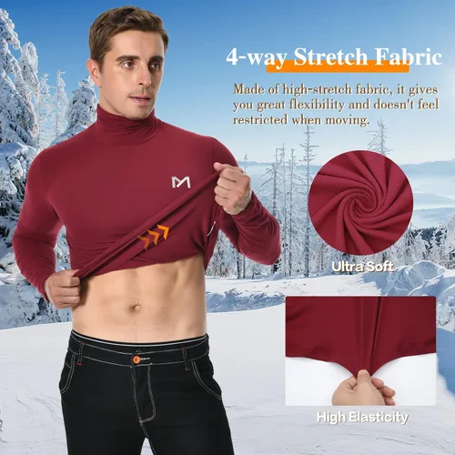 Vista 2 de MEETYOO Men's Thermal Turtleneck Long Sleeve Shirt,Lightweight Compression Pullover Underwear Breathable Baselayer