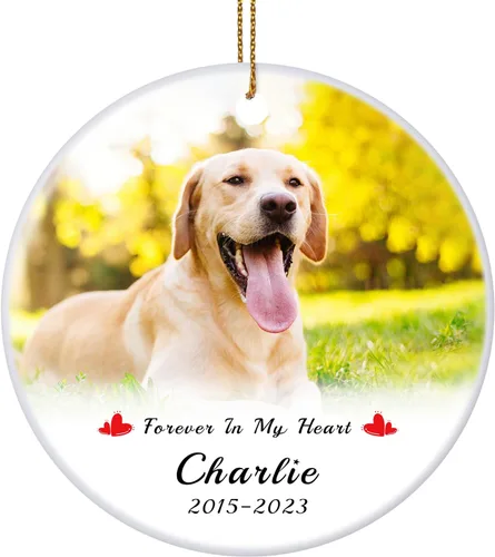Vista 8 de Adornos de foto de perro personalizados, adornos personalizados con nombre y foto de cachorro de mascota para el árbol de Navidad, regalos