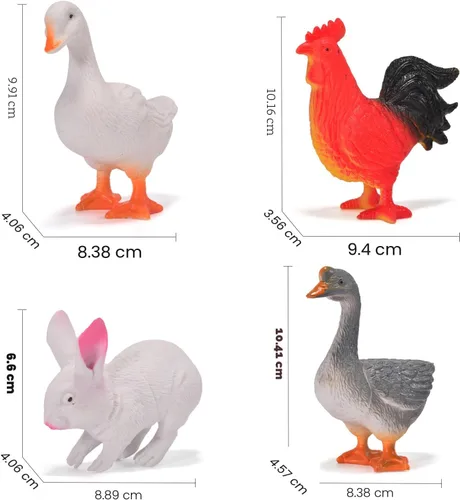 Vista 2 de Paquete de 12 juguetes de animales de granja grandes para niños de 3 a 5 años de 1 a 3 años, figuras educativas realistas de animales de granja