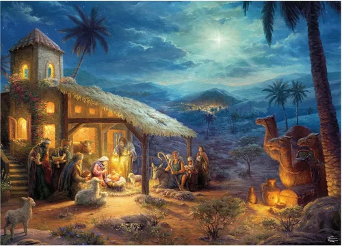 Vista 2 de Ceaco - Thomas Kinkade - Holiday - Belén - Rompecabezas de 1000 piezas