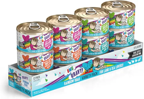Vista 32 de Weruva B.F.F. OMG – mejor amigo felino Oh My Gravy! Latas de comida húmeda natural sin granos, recetas de tierra y mar en salsa