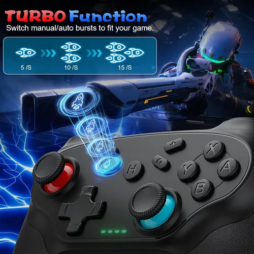 Vista 4 de Nonbliep 2 Pack Wireless Controller for Nintendo Switch 2/1 Lite/OLED and PC, with Bluetooth, Turbo, Gyro Axis, Dual Vibration, and Screenshot