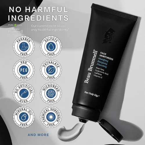 Vista 7 de Beau Brummell Crema hidratante facial con acabado mate para hombre, de rápida absorción, loción facial ligera con vitaminas A+E, aloe vera