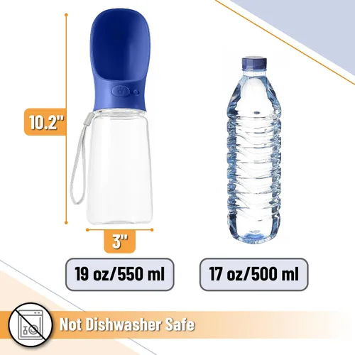 Vista 3 de Mr. Pen Botella de agua portátil para perro, 19 onzas, grande, azul marino, dispensador de botellas de agua para perros de viaje, no apto