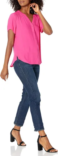 Vista 4 de Tienda Essentials - Blusa tejida de manga corta para mujer