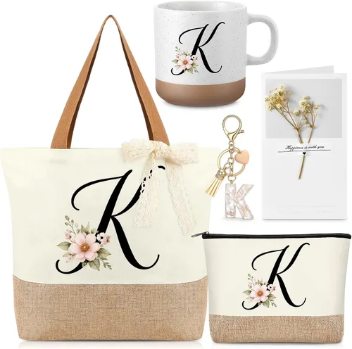 Vista 14 de Kacctyen Regalos iniciales con monograma para mujer, Blanco principal
