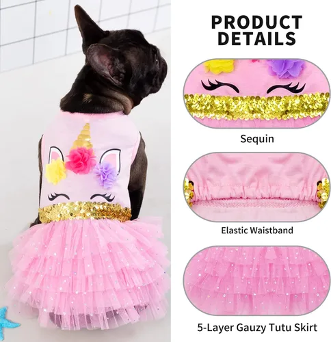 Vista 18 de KYEESE Vestido de Navidad para Perro de Cuadros Búfalo Rojos, Vestidos para Perros con Corbatín, Vestido para Perro Pequeño 0#Buffalo Check