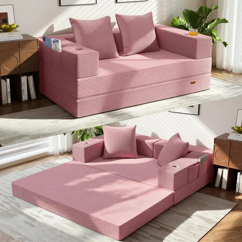 Vista 18 de COMAX Sofá cama futón, sofá cama convertible, sofás plegables sin hueso