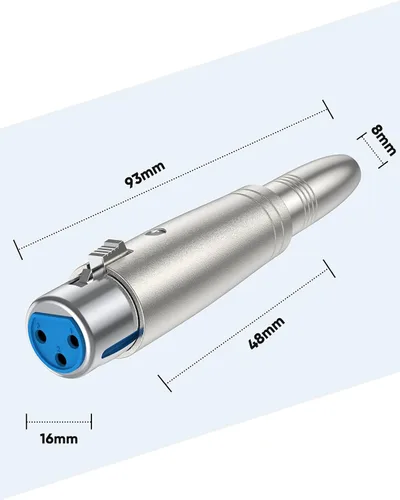 Vista 5 de XLR 3 Pin hembra a 1/4" 0.250 in hembra adaptador de enchufe 1/4 pulgadas TRS a XLR Para micrófono, mezclador, altavoz, amplificador, estudio