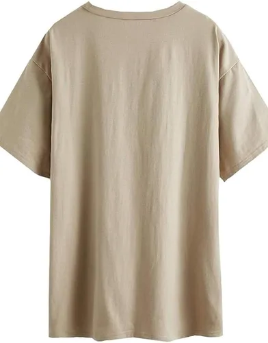 Vista 30 de Aoang Camisetas gráficas de gran tamaño para mujer, cuello redondo, manga corta, blusa