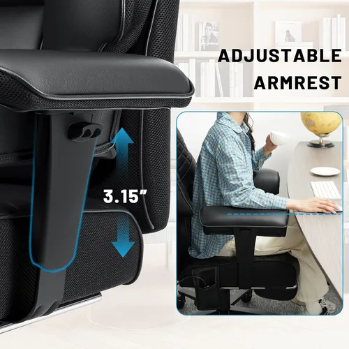 Vista 7 de HOFFREE Silla de oficina grande y alta de 500 libras con soporte lumbar Negro