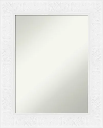 Vista 59 de Amanti Art Espejo de baño plateado para sobre el fregadero, espejo cuadrado de níquel cepillado de 30 x 30 pulgadas, marco moderno grande, se cuelga