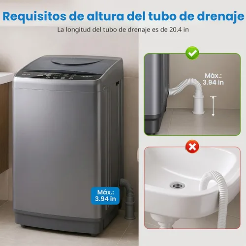 Vista 3 de [Usado] OLIXIS Lavadora portátil, lavadora compacta completamente automática de 7.7 libras, tambor de acero inoxidable, 10 ciclos de lavado