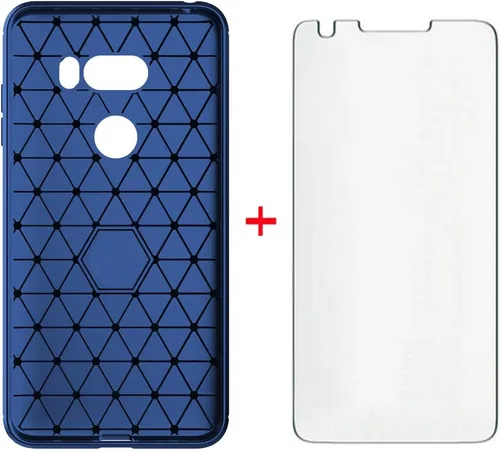 Vista 3 de Funda de teléfono para LG V35 ThinQ V30 Plus con protector de pantalla de vidrio templado, accesorios delgados, funda protectora de silicona