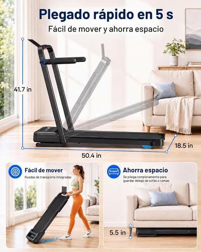 Vista 7 de WELLFIT Almohadilla para caminar con inclinación automática y barra