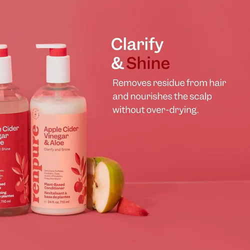 Vista 3 de RENPURE Vinagre de sidra de manzana y acondicionador de aloe, a base de plantas, aclara, elimina los residuos y nutre para un cabello brillante
