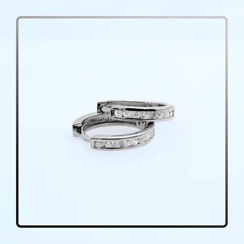 Vista 2 de Dazzlingrock Collection - Pendientes de aro pequeños de 0.433 in, plata de ley (0.15 quilates)