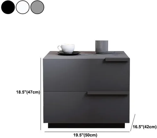 Vista 2 de Mesita de noche, mesa de noche de madera fabricada moderna, cajones incluidos, mesita de noche con 2 cajones para dormitorio, gris, 1 pieza