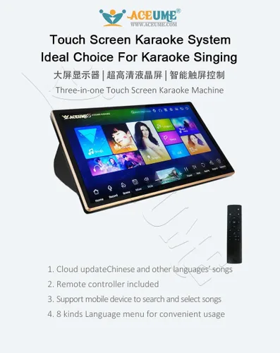 Vista 3 de 4TB HDD 70K Mandarín cantonés Inglés Vietnamita Canciones 19" Todo en UNO Pantalla táctil Reproductor de karaoke Seleccionar y buscar canciones