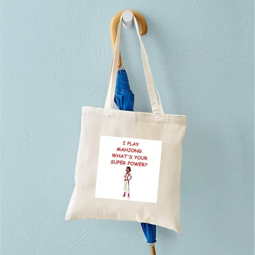 Vista 4 de CafePress MAHJOMG2 - Bolsa de lona reutilizable color beige, Caqui, S