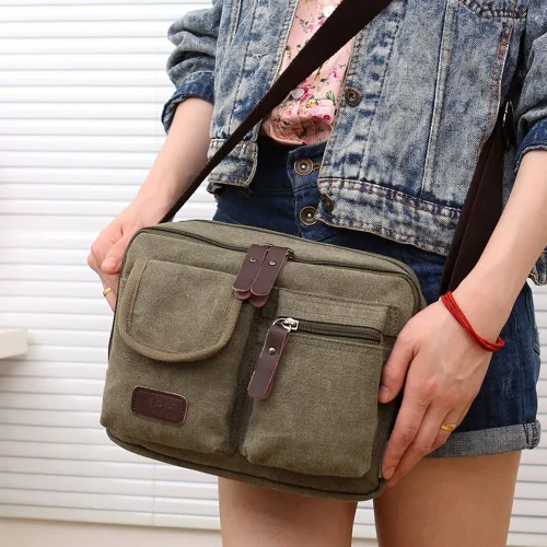Vista 7 de Collsants Bolso bandolera pequeño de lona vintage de viaje