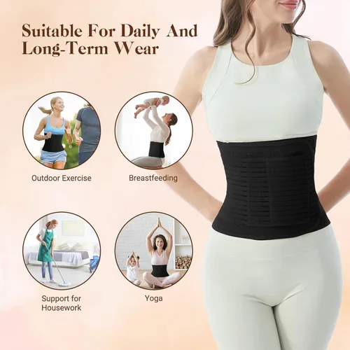Vista 4 de Postpartum Belly Band for Women: Abdominal Binder Post Surgery Compression Support Belt - Waist Trainer Girdle C Section Wrap