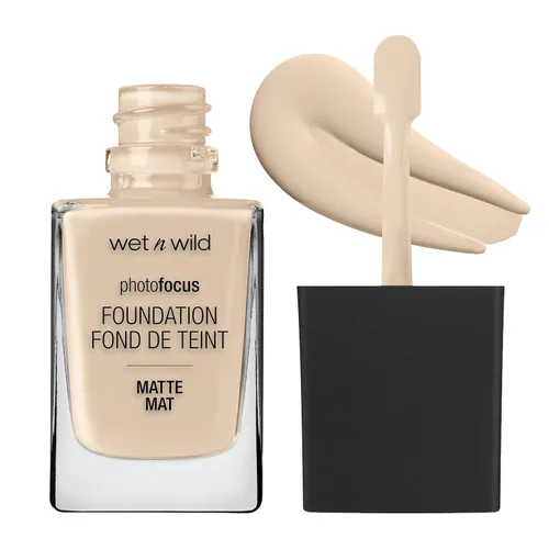 Vista 31 de wet n wild - Base líquida Photo Focus con acabado mate, vegana y libre de crueldad animal, color ámbar beige (Amber Beige)