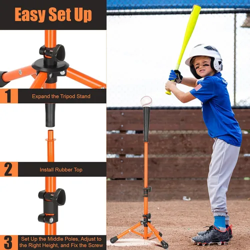 Vista 5 de Storgem Baseball and Softball Tee,Batting Tee for Kids,Baseball Tees for Hitting,T Ball Training Stand,Easy Height Adjustment