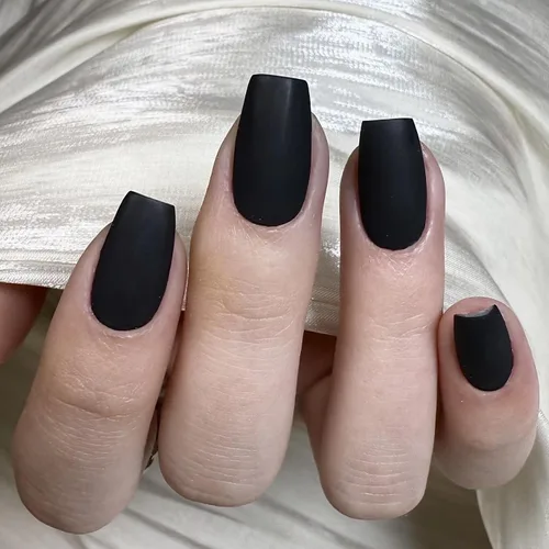 Vista 26 de MISUD - Uñas postizas largas con forma de ataúd, con diseño gótico de vampiro en negro y rojo, acrílico, 24 piezas