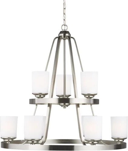 Vista 8 de Sea Gull Generation Lighting 3130709-112 Lámpara de araña de nueve luces Negro (Midnight Black)