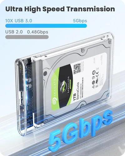 Vista 3 de POSUGEAR Caja de disco duro externo de 2,5" USB 3.0 a SATA III